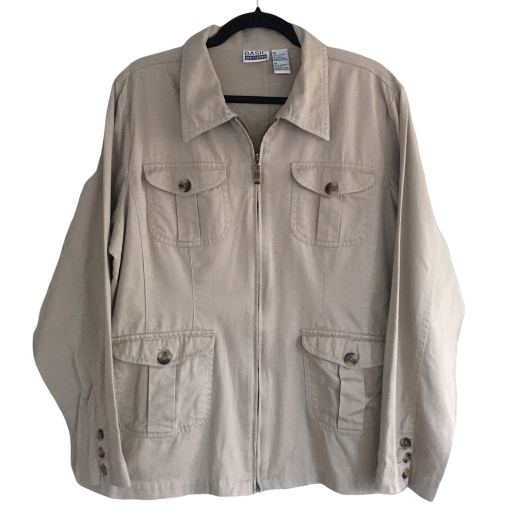 Basic Editions Khaki Cargo Pocket Jacket - image 1